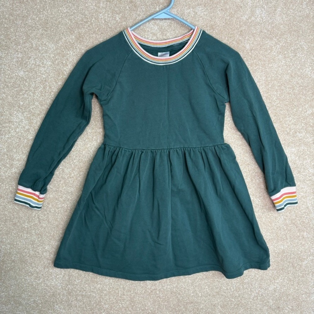 Hanna Andersson Long Sleeve Dress Girls Size‎ 8 130cm Cotton Rainbow